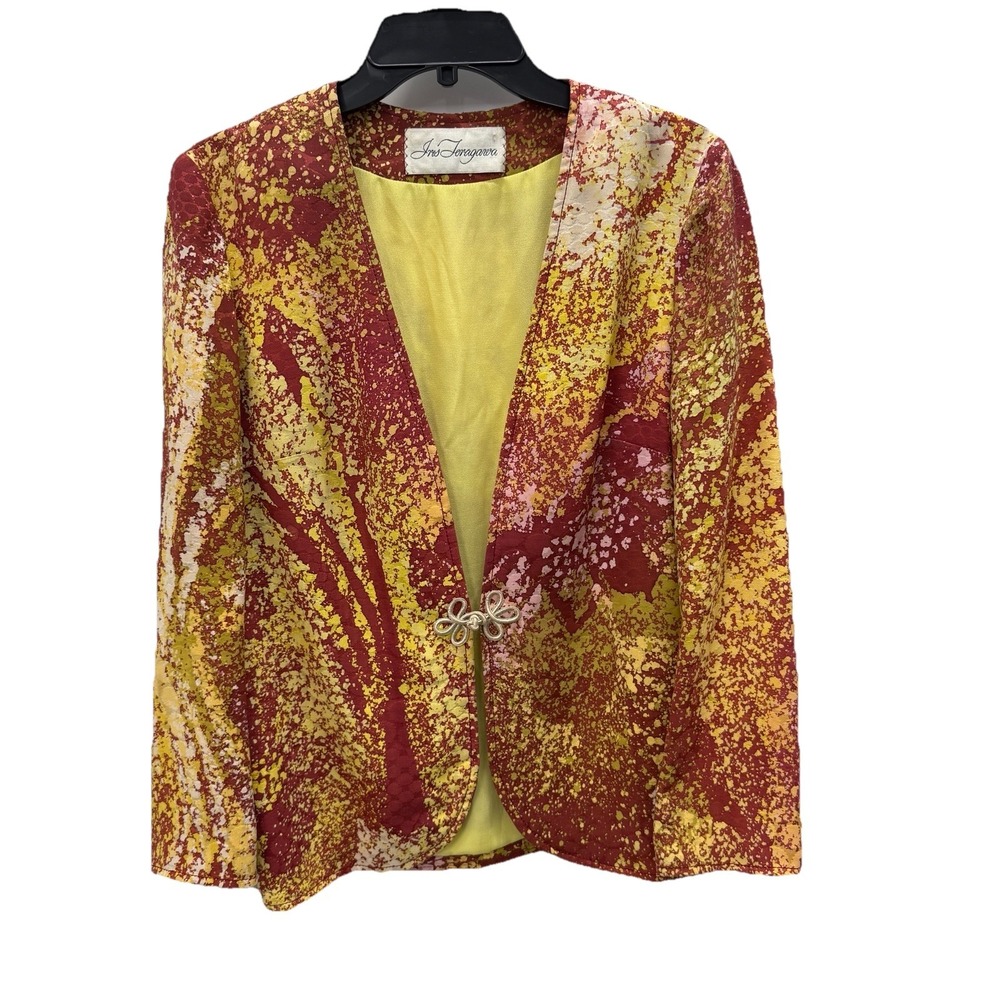 Iris Teragawa Vintage 60s‎ Designer Hand Dyed Red Orange Yellow Blazer Size M/L